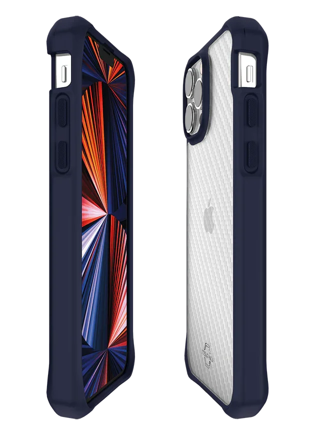 Itskins Hybrid Tek iPhone 13 Pro Max Case - Deep Blue And Transparent - Tashqila Itskins Hybrid Tek iPhone 13 Pro Max Case - Deep Blue And Transparent - Tashqila